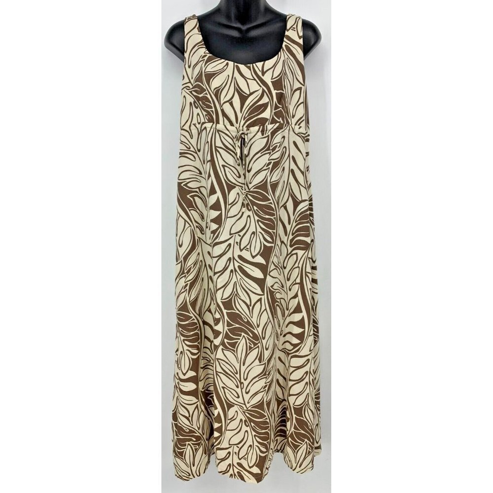 Strawberry Guava Dress Size Medium M Brown Tan Sleeveless Empire Waist Women New